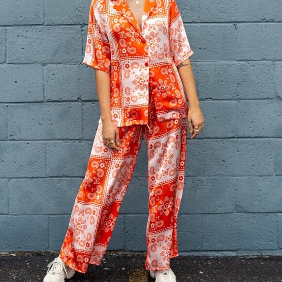 Lisa Says Gah Pants - Lisa Says Gah Alyssa Orange Top AND Pant Lounge Set xs